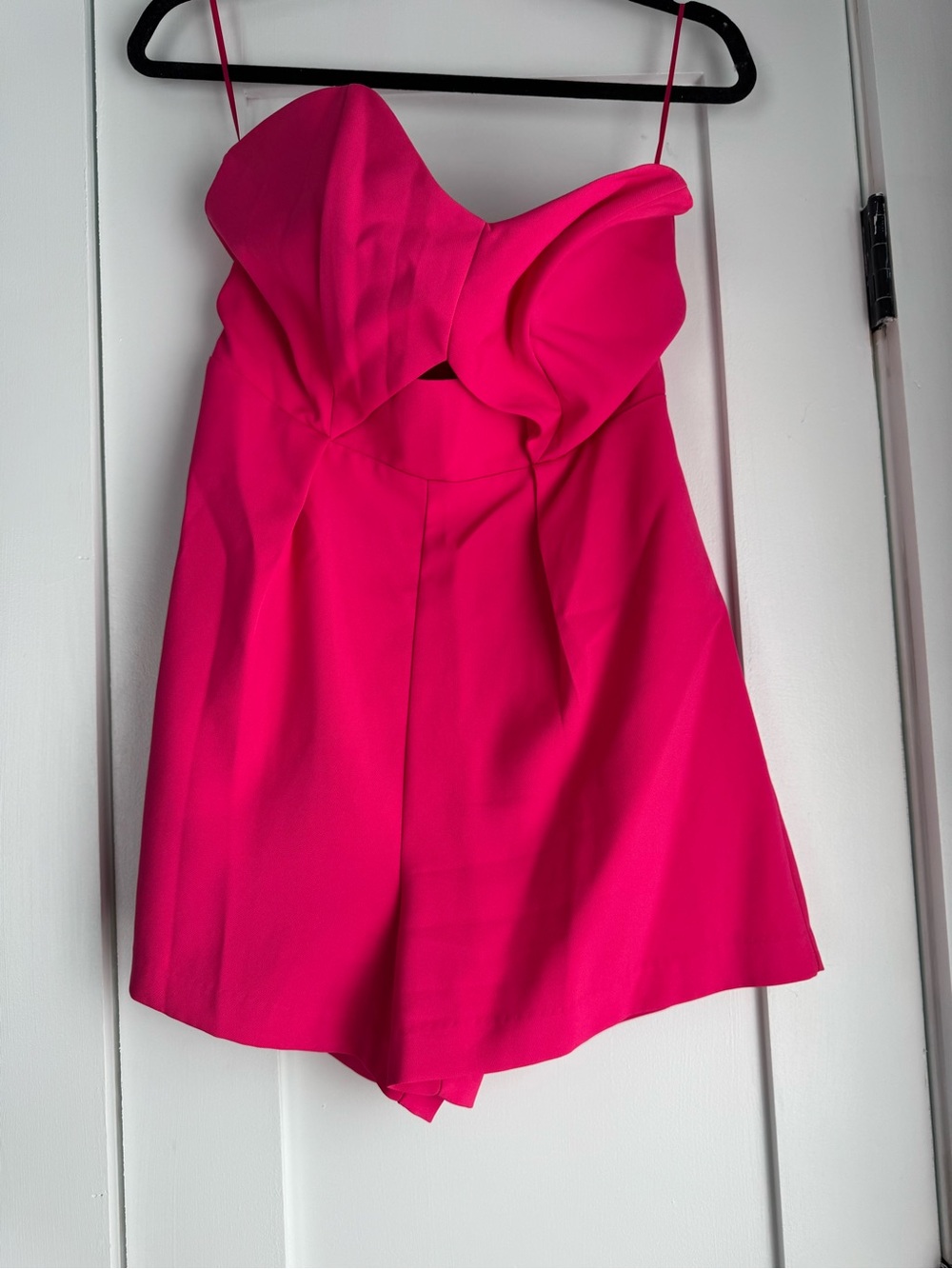 glam Pink Strapless Ruffle Romper Dress